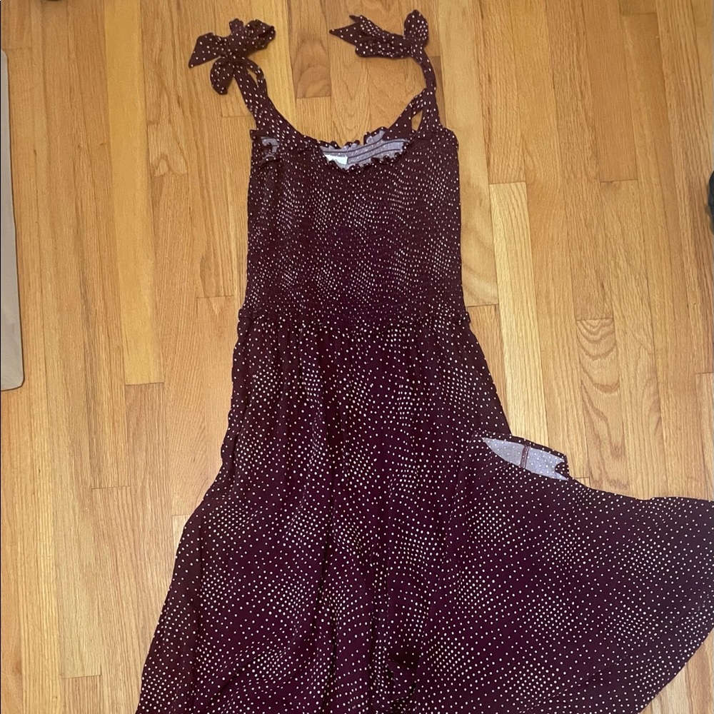 BP Jumpsuit (Dark Maroon/ Purple - Pink Polka Dots)